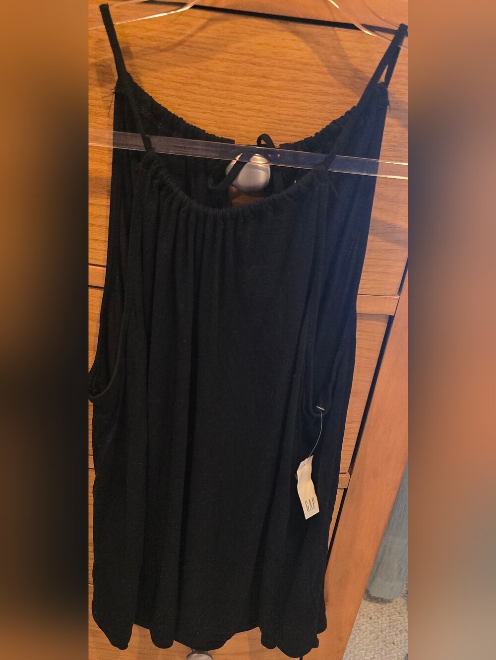 GAP Black Women's Trapeze Top, String Neckline And Tie@ Back, NWT M